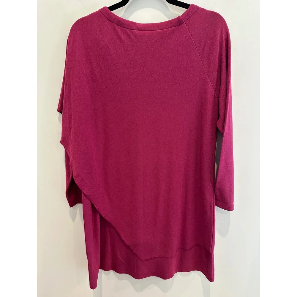 Soft Surroundings Magenta Asymmetrical Draped Tunic Top V-Neck Petite Large